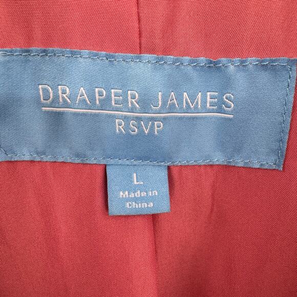 Draper James coat women's L gingham plaid button front collared pink white NEW - Picture 8 of 11